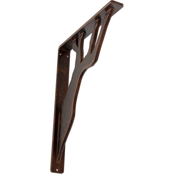 Ekena Millwork Damon Wrought Iron Bracket, (Single center brace), Antiqued Copper 1 1/2"W x 10"D x 12"H BKTM01X10X12SDAACO - main